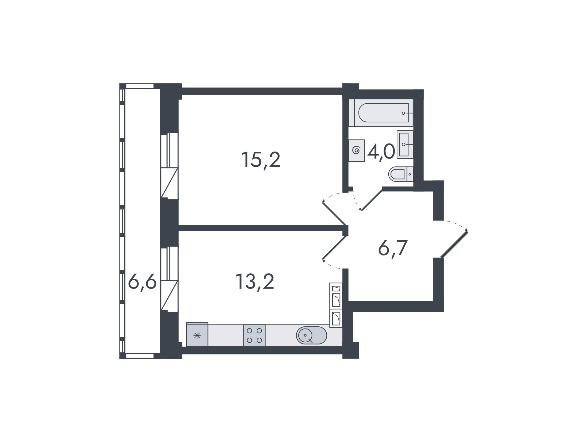 планировка квартиры 46 м2